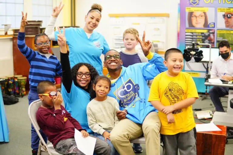 Vision team working with kids