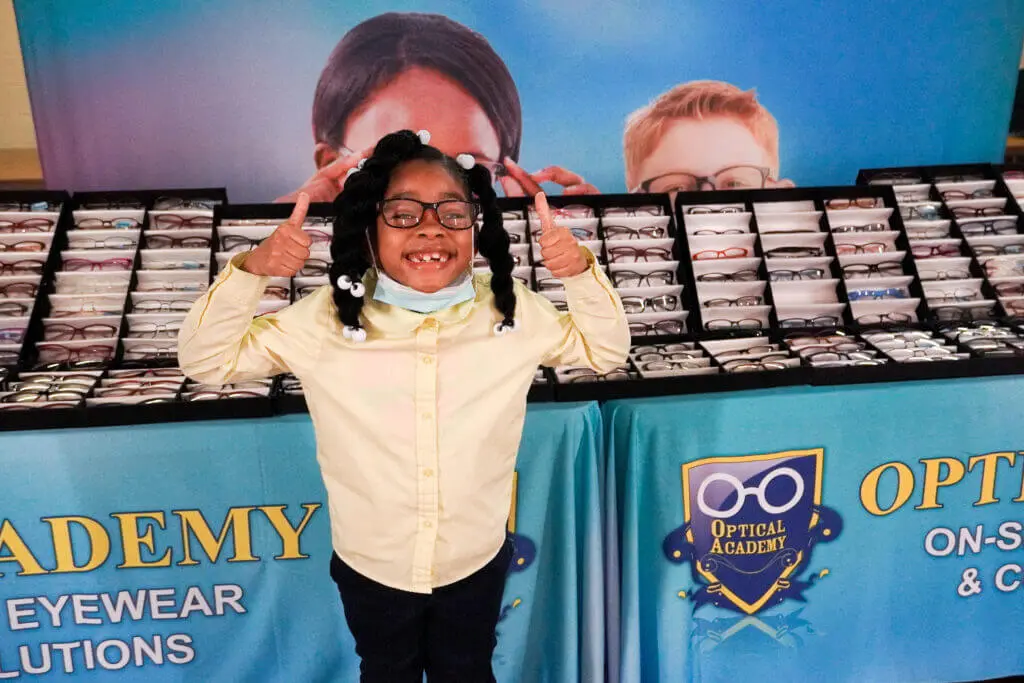Optical Academy onsite vision event at a school